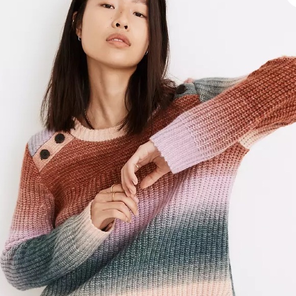 Madewell Space-Dyed Button Shoulder Pullover - Picture 2 of 8